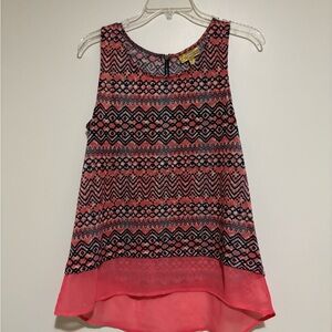 Vera Wang Geometric Pink and Black Blouse